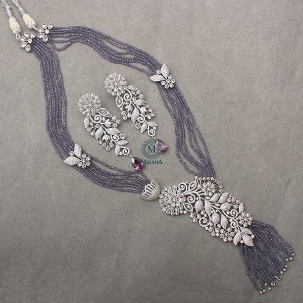 Layla Lavender Designer Long Necklace Set