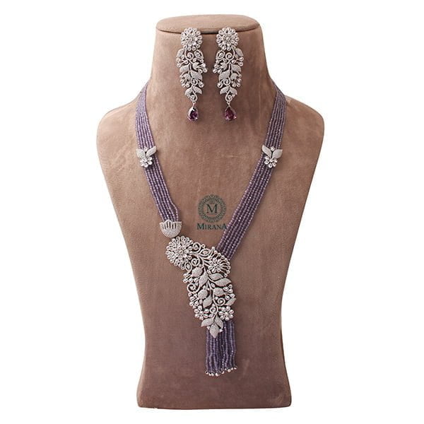 Layla Lavender Designer Long Necklace Set