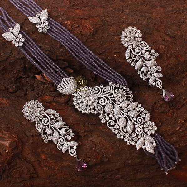 Layla Lavender Designer Long Necklace Set