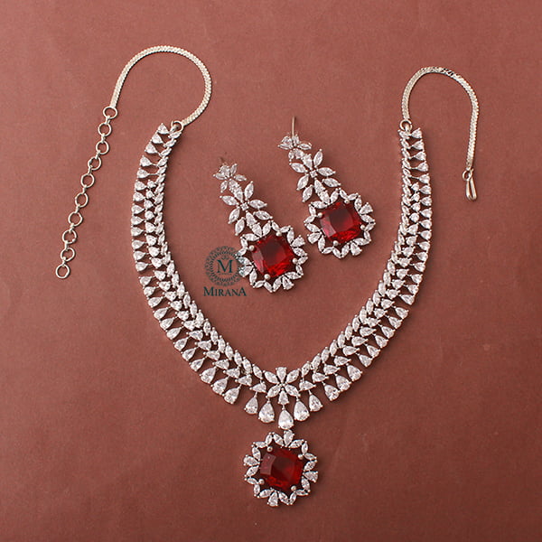 Clora Ruby CZ Designer Necklace Set