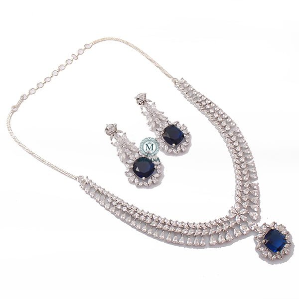 Clora Sapphire Blue Designer Necklace Set