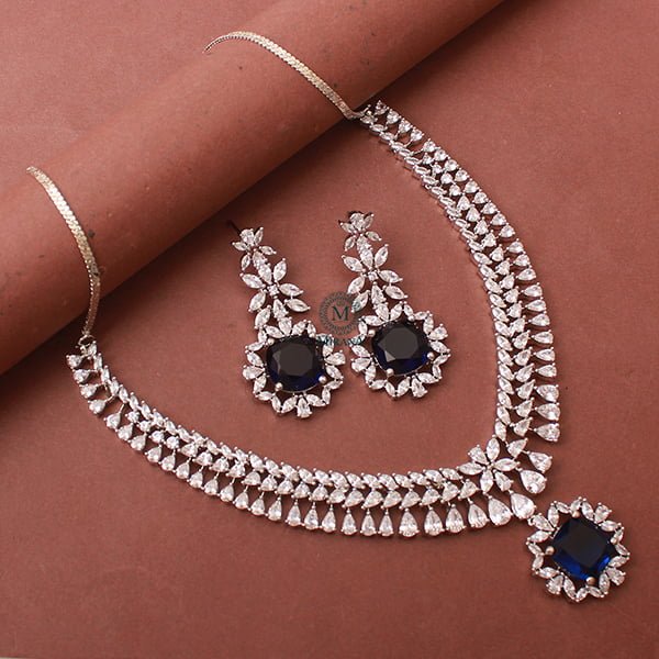 Clora Sapphire Blue Designer Necklace Set