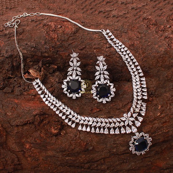 Clora Sapphire Blue Designer Necklace Set