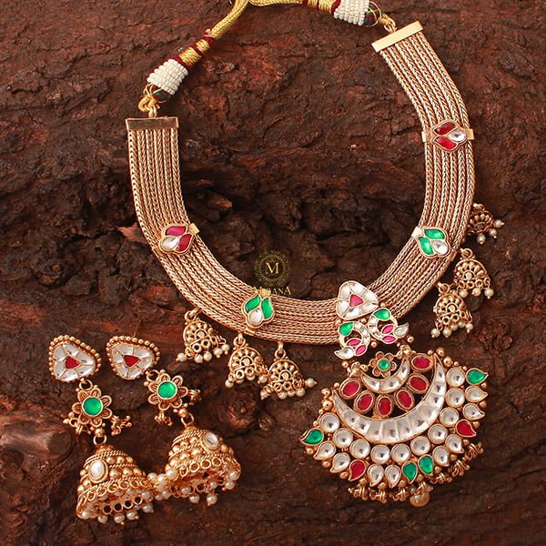 Ranjika Ruby Green Kundan Necklace Set