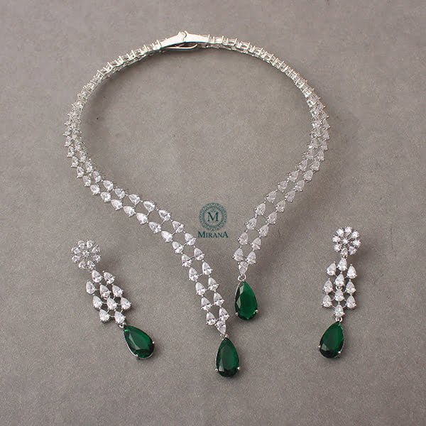 Christy Emerald Green Designer Necklace Set