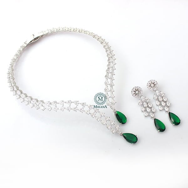 Christy Emerald Green Designer Necklace Set