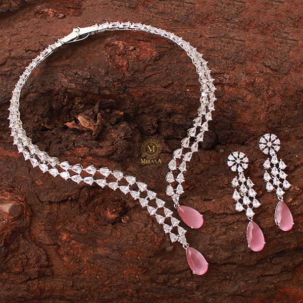 Christy Pastel Pink Designer Necklace Set