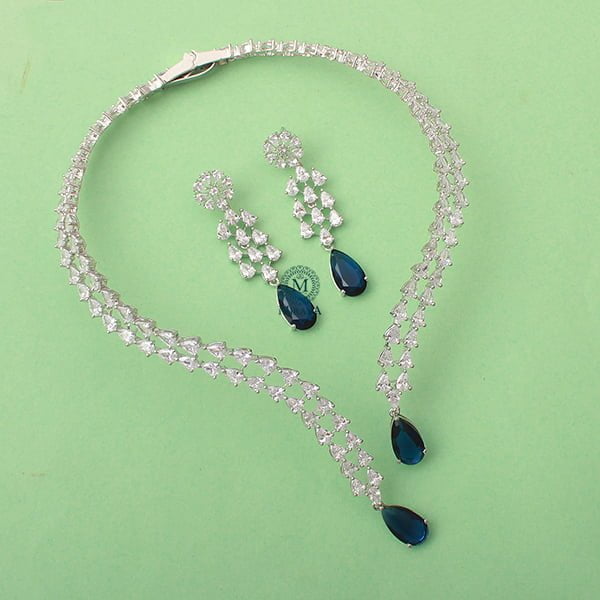 Christy Sapphire Blue Designer Necklace Set