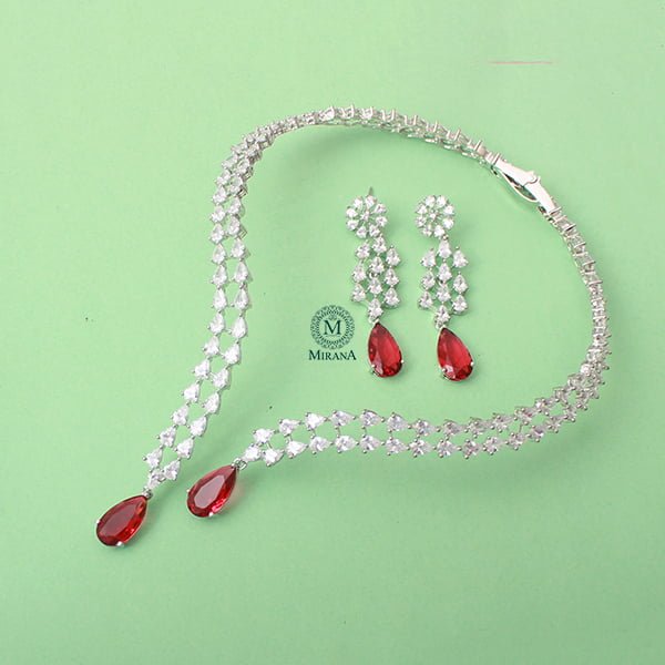 Christy Ruby CZ Designer Necklace Set