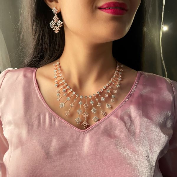 Leesha CZ Designer Necklace Set