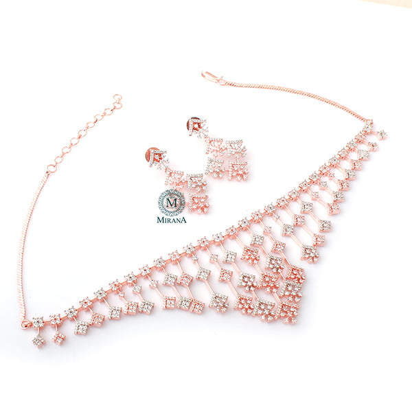 Leesha CZ Designer Necklace Set