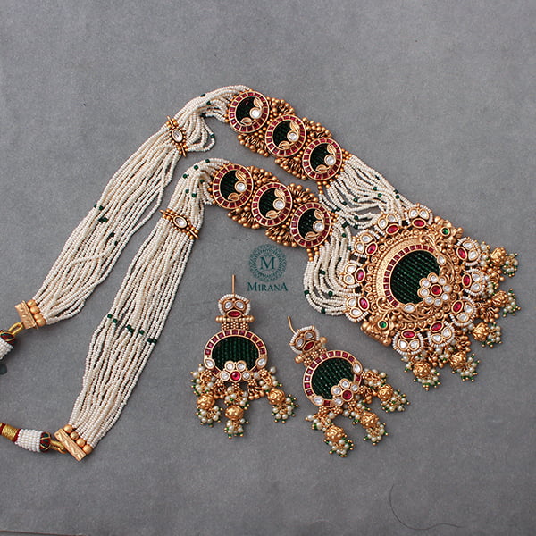 Mrinali Multi Colour Antique Long Necklace Set