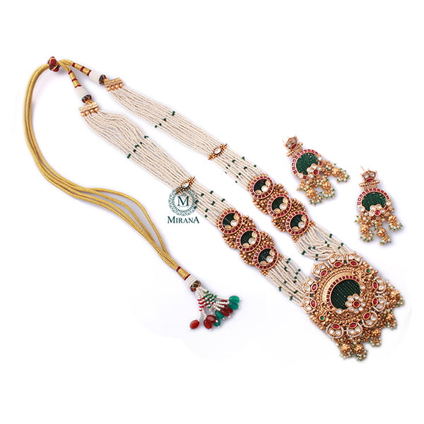 Mrinali Multi Colour Antique Long Necklace Set