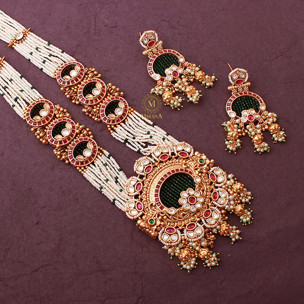 Mrinali Multi Colour Antique Long Necklace Set