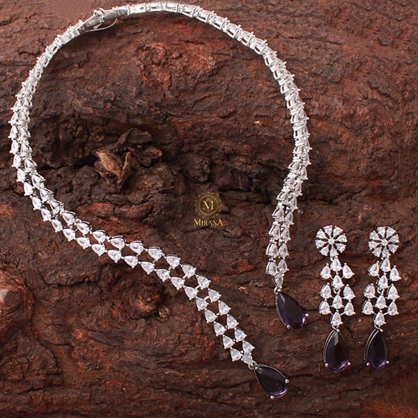 Christy Lavender CZ Designer Necklace Set