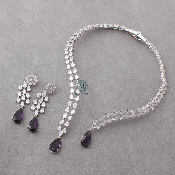 Christy Lavender CZ Designer Necklace Set