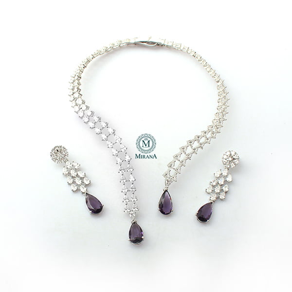 Christy Lavender CZ Designer Necklace Set