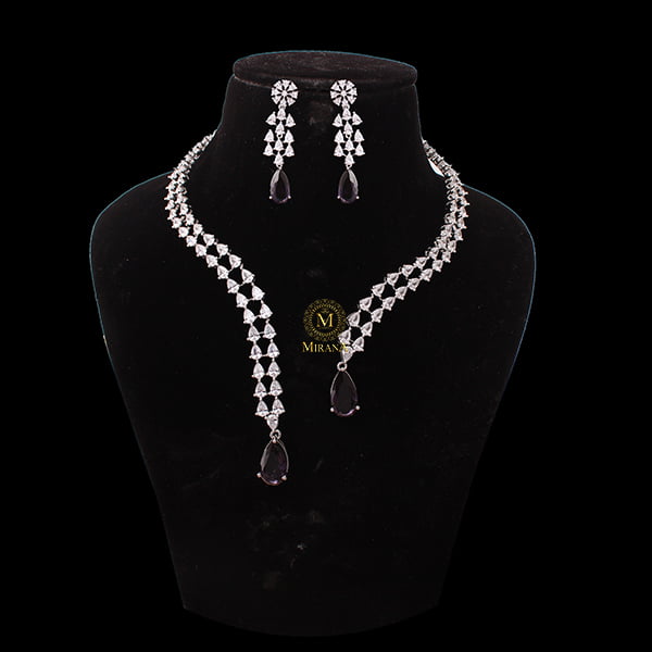 Christy Lavender CZ Designer Necklace Set