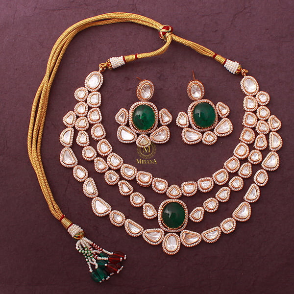 Aaradhya Triple Layered Polki Necklace Set