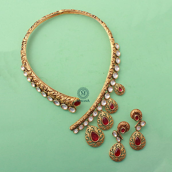 Madhulika Ruby Antique Husli Necklace Set