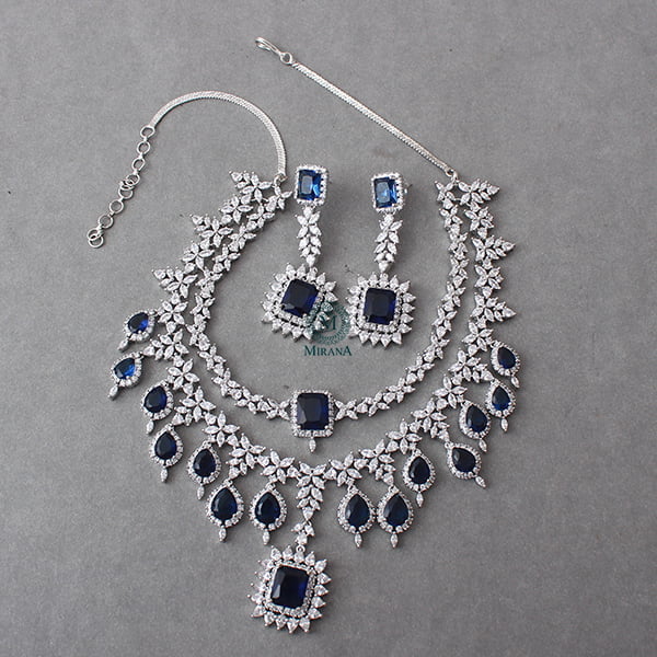 Jennifer Sapphire Blue Designer Necklace Set