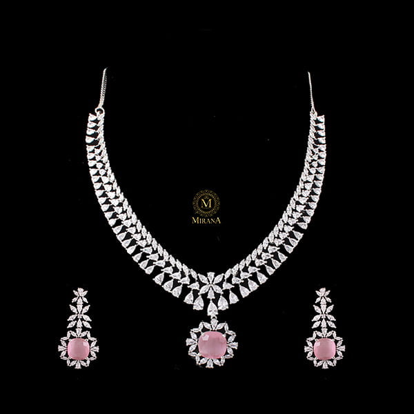 Clora Pastel Pink Designer Necklace Set