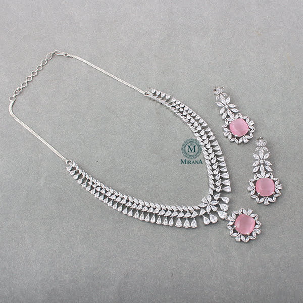Clora Pastel Pink Designer Necklace Set