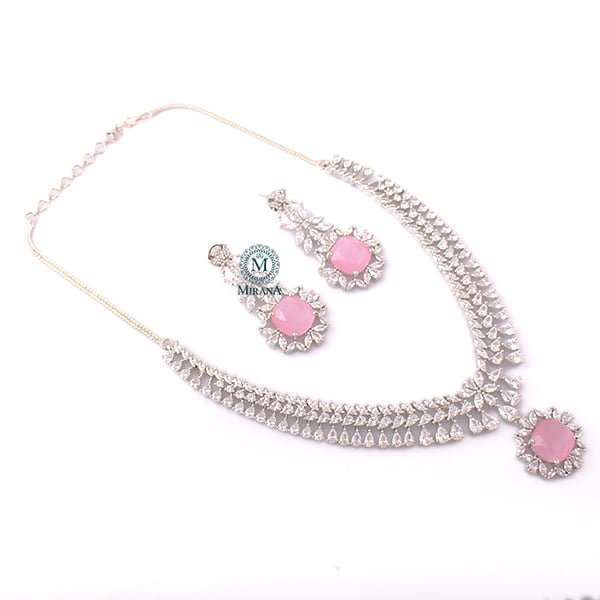 Clora Pastel Pink Designer Necklace Set