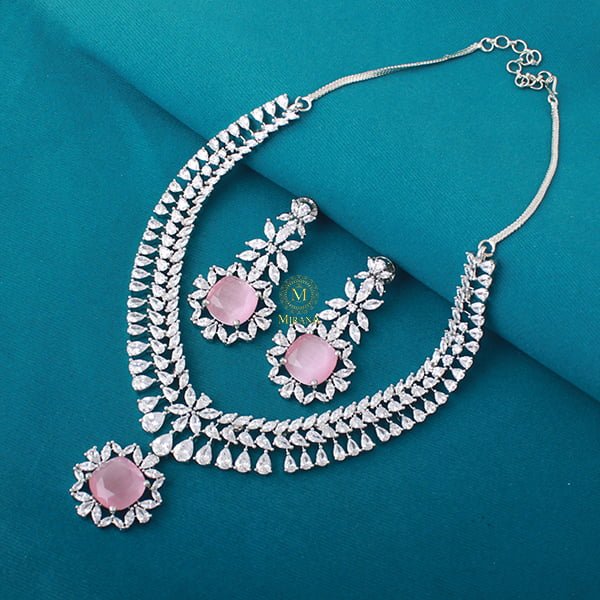 Clora Pastel Pink Designer Necklace Set