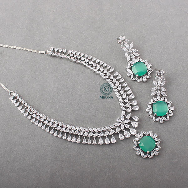 Clora Pastel Green Designer Necklace Set