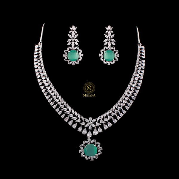 Clora Pastel Green Designer Necklace Set