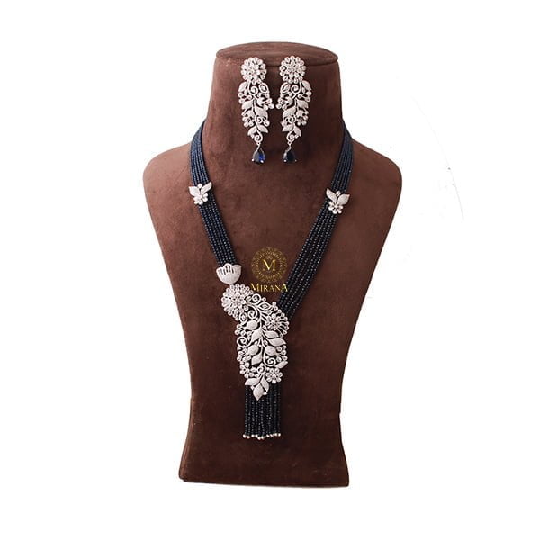 Layla Sapphire Blue Long Necklace Set