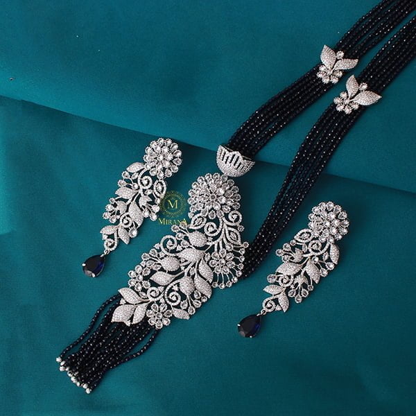 Layla Sapphire Blue Long Necklace Set