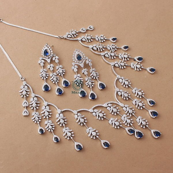 Nobisha Sapphire Blue Designer Necklace Set