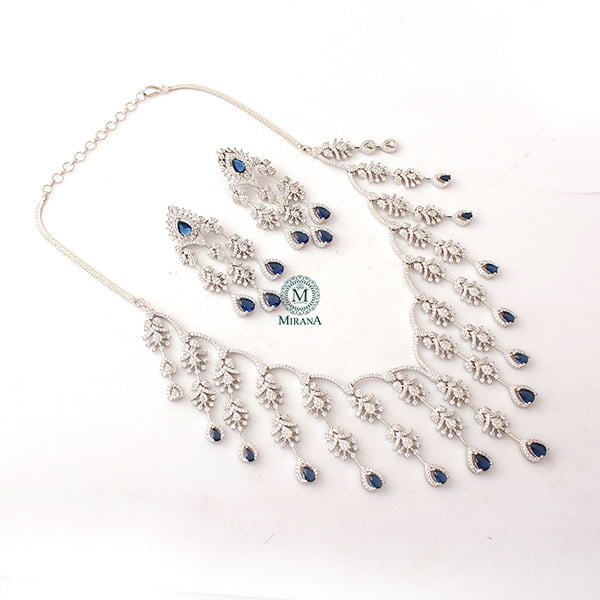 Nobisha Sapphire Blue Designer Necklace Set