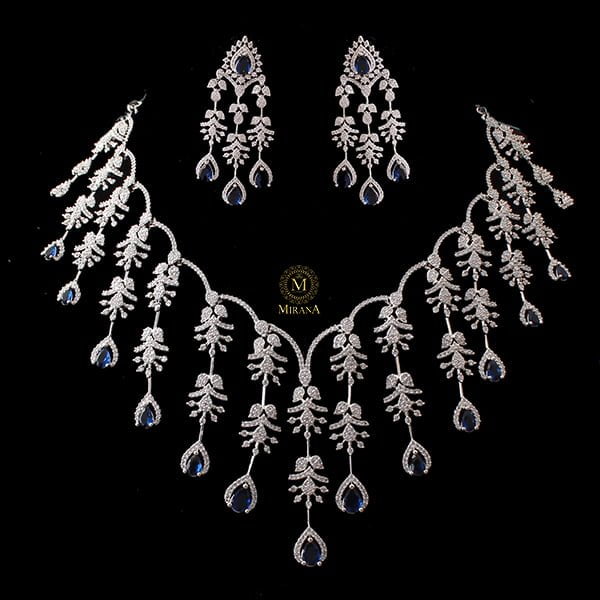 Nobisha Sapphire Blue Designer Necklace Set