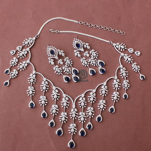 Nobisha Sapphire Blue Designer Necklace Set