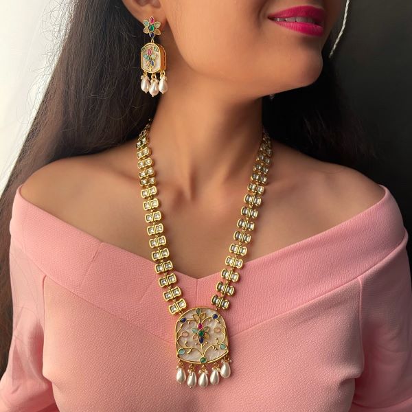 Bhavna Meenakari Polki Long Necklace Set