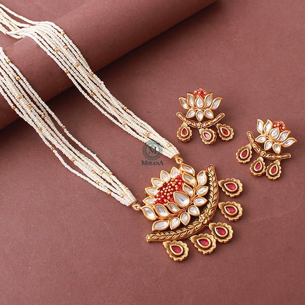 Kamla Ruby Polki Designer Necklace Set