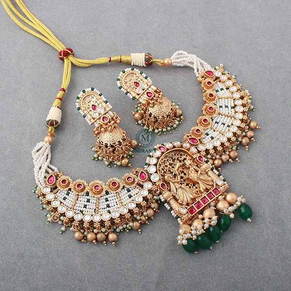 Shehnai Pearl Antique Designer Necklace Set