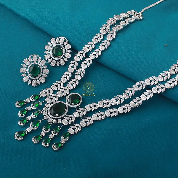 Hazel Emerald Green Designer Necklace Set