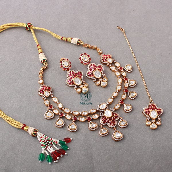 Kashmira Ruby Polki Layered Necklace Set
