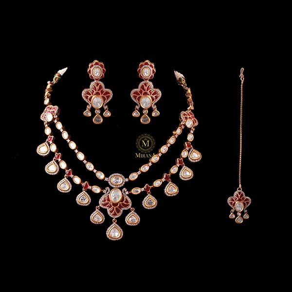 Kashmira Ruby Polki Layered Necklace Set