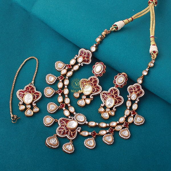 Kashmira Ruby Polki Layered Necklace Set