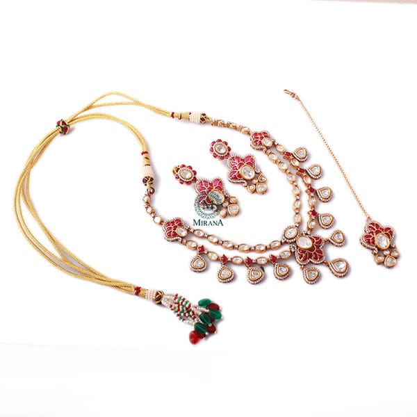 Kashmira Ruby Polki Layered Necklace Set