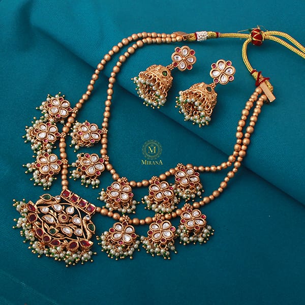 Hansika Pearl Antique Layered Necklace Set