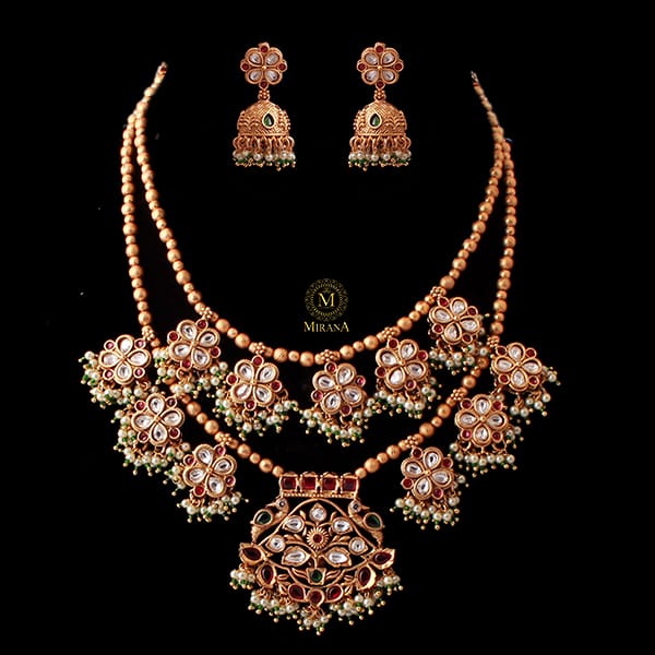 Hansika Pearl Antique Layered Necklace Set