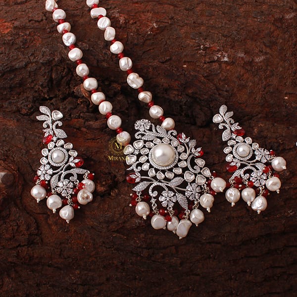 Shania Ruby Pearl Designer Necklace Set