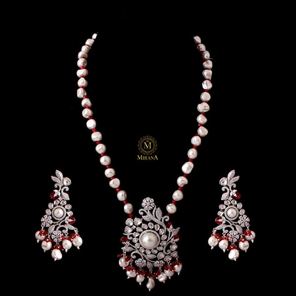 Shania Ruby Pearl Designer Necklace Set