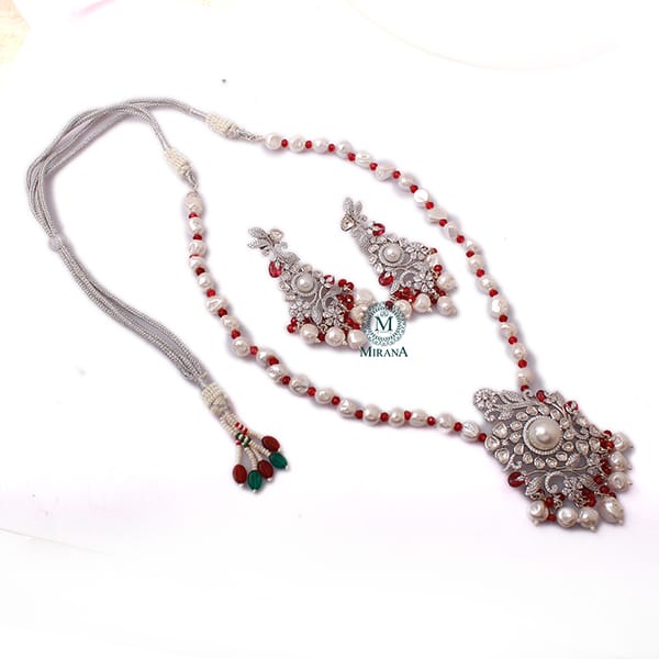 Shania Ruby Pearl Designer Necklace Set